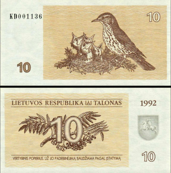 10 Talonas Litva 1992, P40 UNC