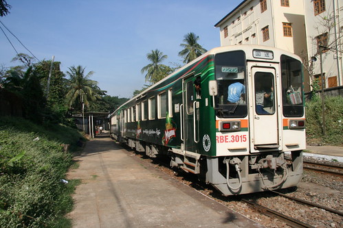 Myanmar Railways RBE3000series in Shan Road Station, Yangon, Myanmar /Dec 27, 2015
