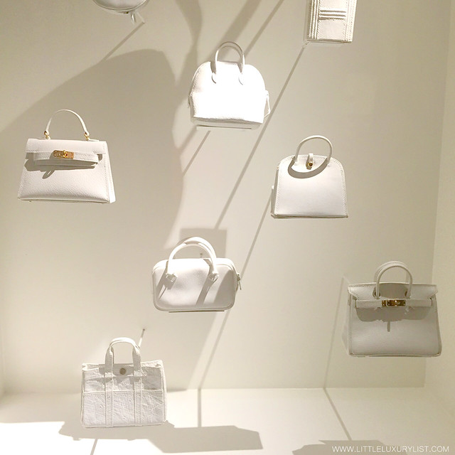 Hermes Leather Forever white miniature bags display by little luxury list