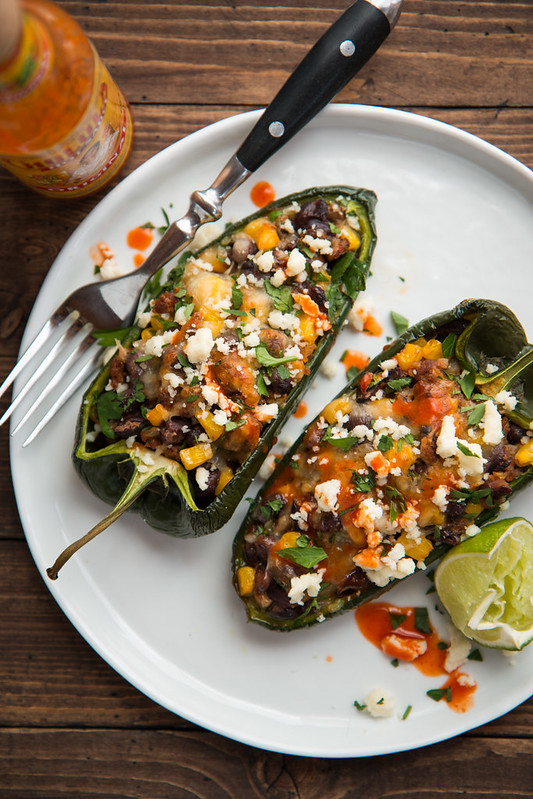 Chorizo and Black Bean Stuffed Poblano Pepper | Will Cook For Friends