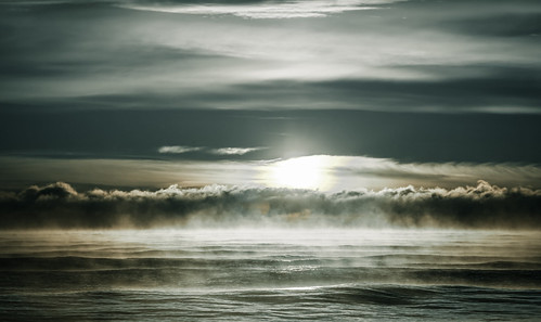 ocean sea blackandwhite white black fog sunrise blackwhite sweden österlen seafog rigeleje steamfog