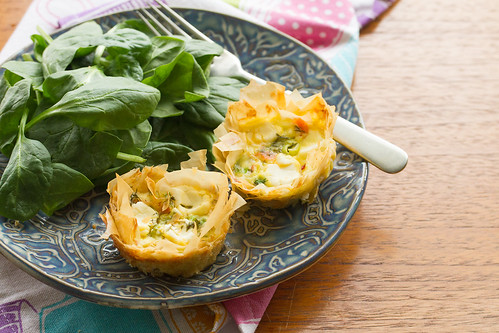 Dilled Smoked Salmon Quiches with Phyllo Crust