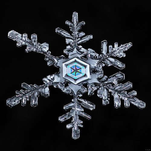 snowflake winter sky snow color macro ice crystal flake physics mpe thinfilminterference