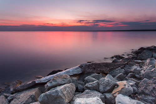 sunset seascape beach water landscape rocks calm sylvan