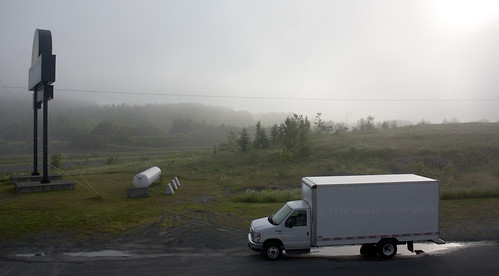 morning trees mist grass fog truck landscape cubevan