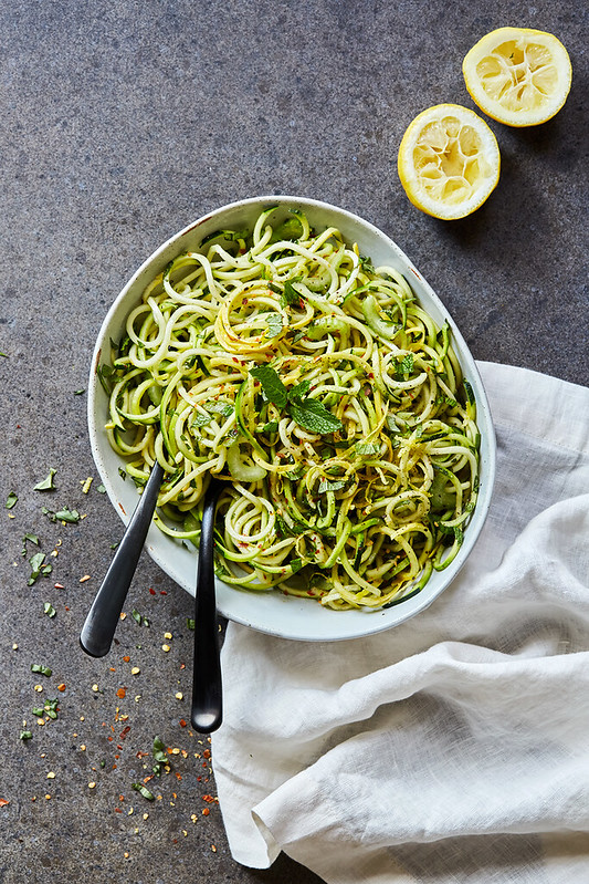 Grain-free Basil and Mint Zucchini "Noodles"