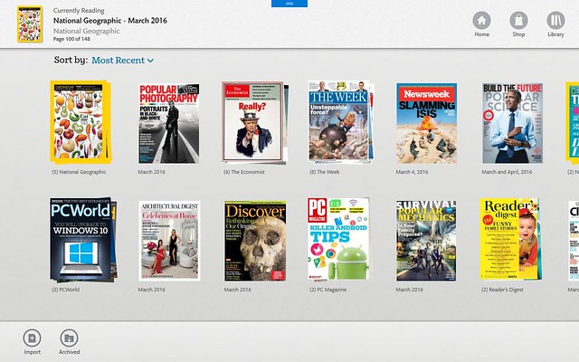 Nook App for Windows on Windows 10 Tablet showing library view