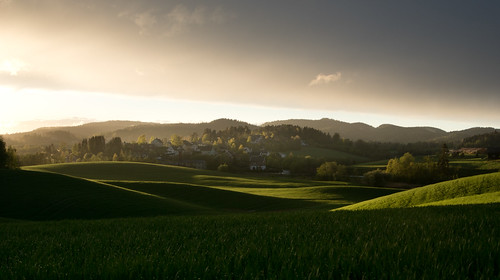 sunset norway landscape agriculture enebakk kirkebygda