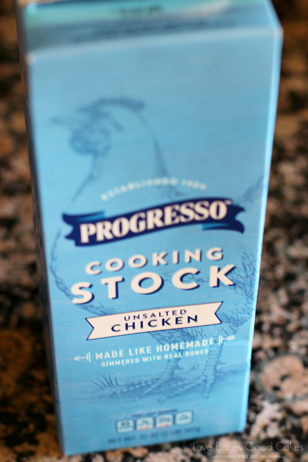 A carton of Progresso Chicken Cooking Stock.