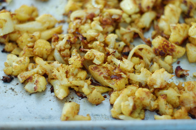 Roasted curried cauliflower, onion and garlic by Eve Fox, The Garden of Eating, copyright 2016
