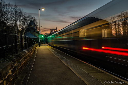 sunset station night railway trains northumberland lighttrails wylam
