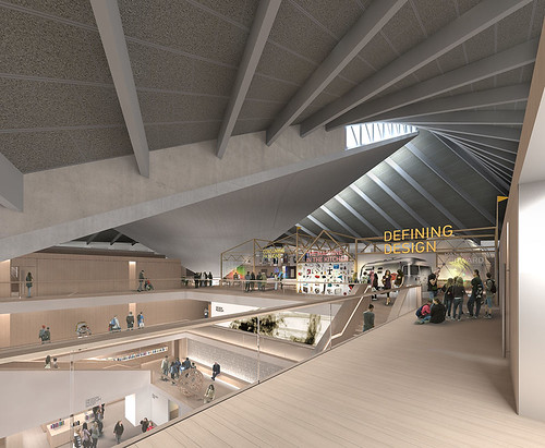 Design Museum Kensington render Top Floor - Permanent Exhibition credit Alex Morris Visualisation