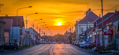 road street sunset red urban orange canon serbia panoramic sremskamitrovica