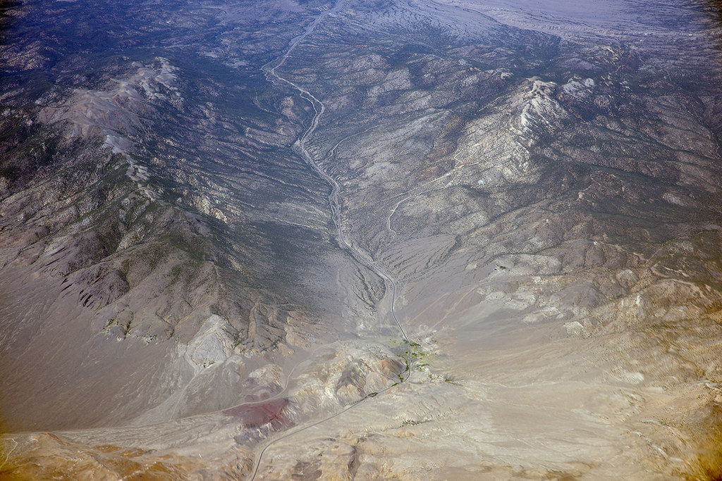 Aerial view of Lida and Highway 266, Esmeralda County, Nevada