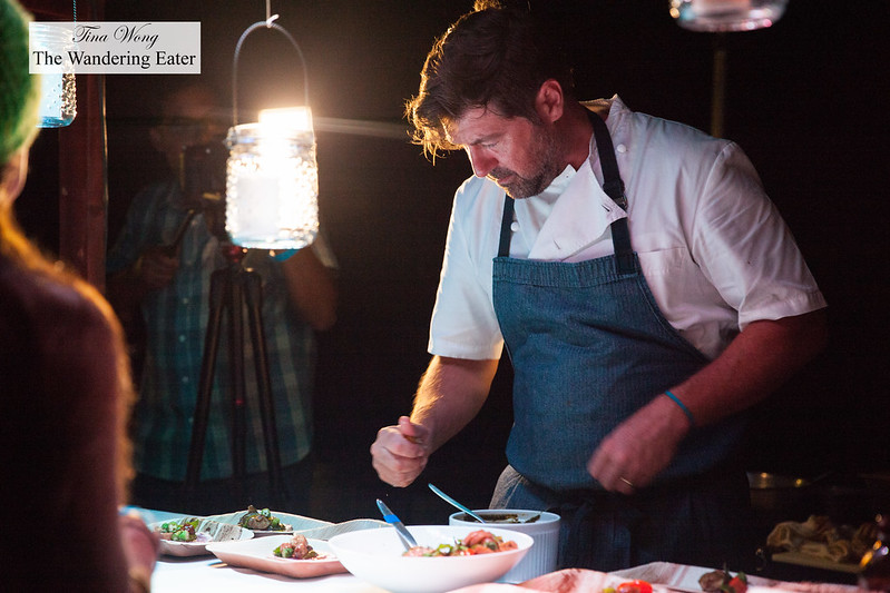 Guest Chef Mike Lata plating his dish