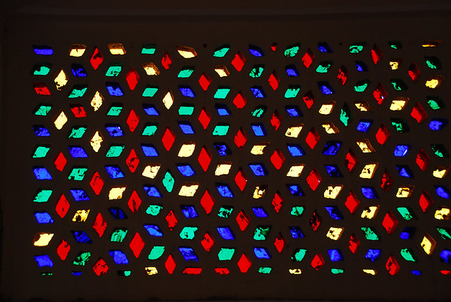 Backlit Stained Glass Windows in Jaipur's Palace of the Winds