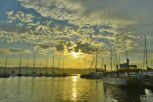 sunset boat waterfront knysna