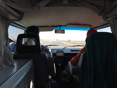 Riding in the back seat of a Westy through Kansas
