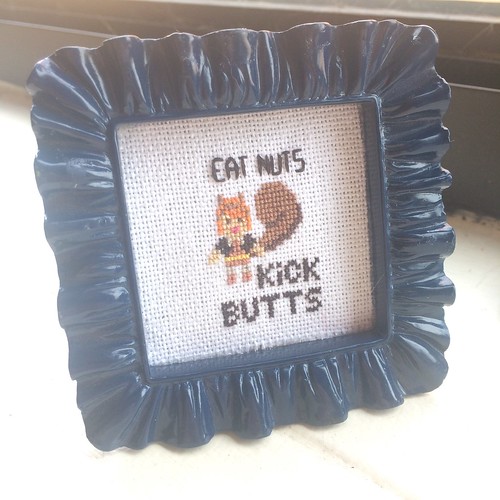 Squirrel Girl Crossstitch on 28 count evenweave. One strand!
