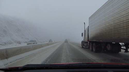 road cloud snow ice fog oregon i84 snowyroad icyroad interstate84 interstatehighway deadmanpass tirechain wheelchain chainup deadmanpassinterstate84
