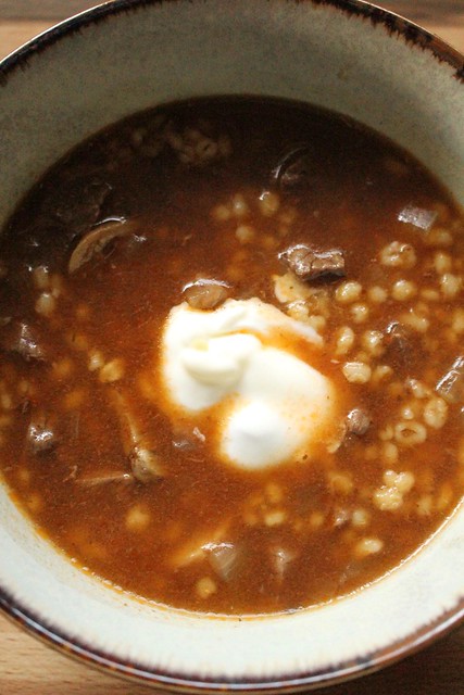 Beef Barley Mushroom Stew With Sour Cream