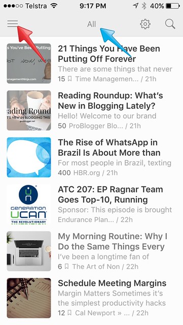 Feedly mobile all view