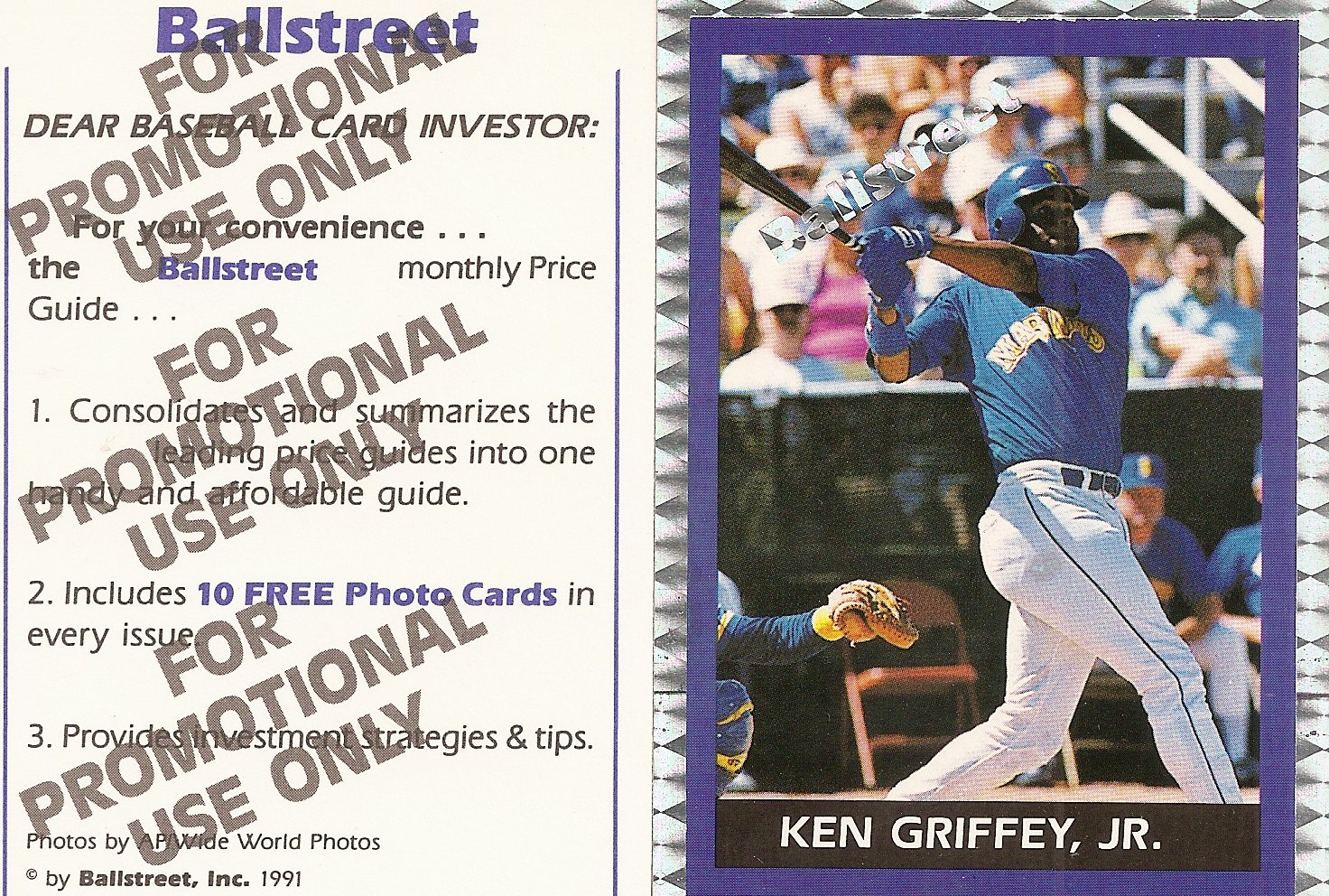 Choose Your Card 1992 Investor's Journal Baseball Silver Foil Insert Card 