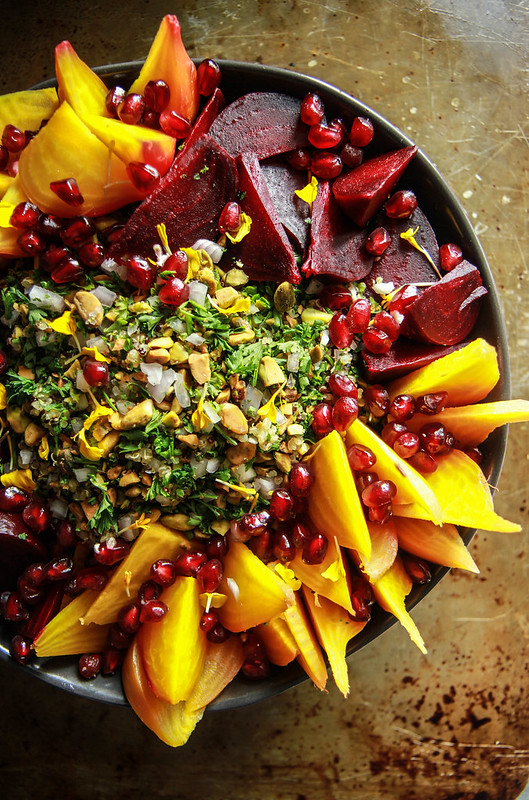 Beet Quinoa Salad with mint, pomegranate and pistachios from HeatherChristo.com