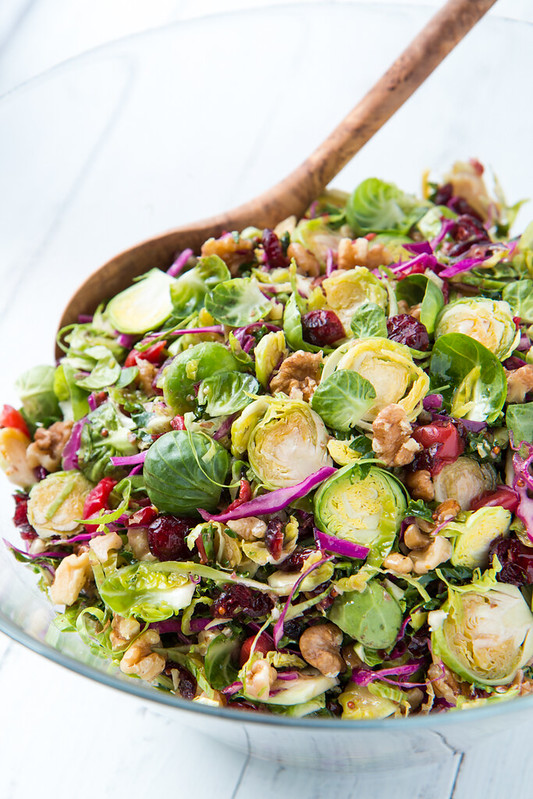 Brussels Sprout Slaw with Cherries and Walnuts | Will Cook For Friends