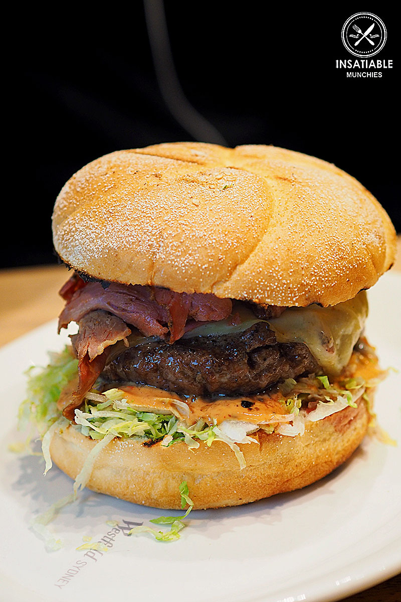 Reuben wagyu cheese burger ($14) : Reuben and Moore, Sydney CBD. Sydney Food Blog Review