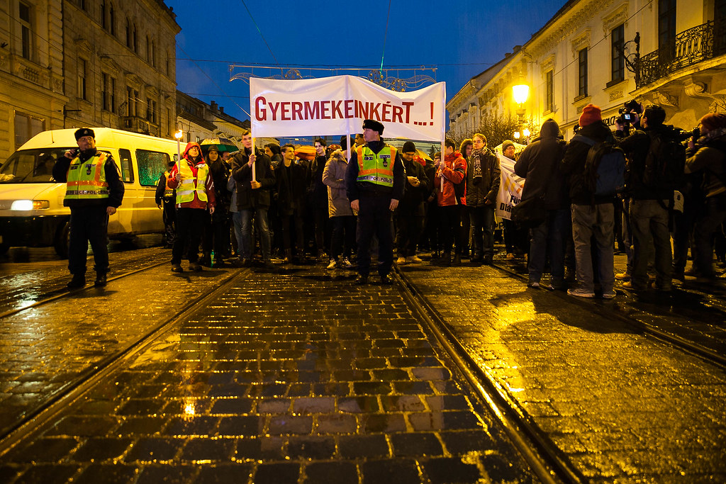 Teacher protest in Miskolc