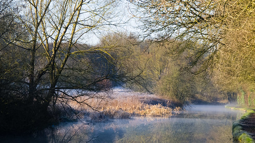 canal frost landscape mist water wolverhampton westmidlands england
