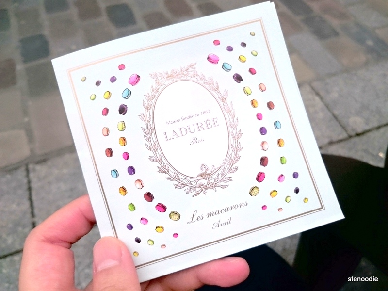 card showing Ladurée macarons