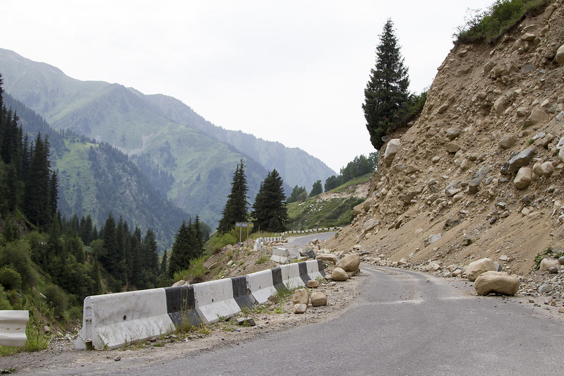 landslide on the mountain road