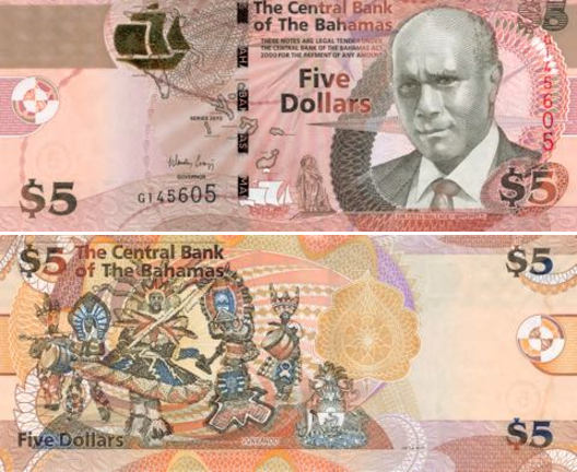 5 bahamských dolárov Bahamy 2015, P78 UNC