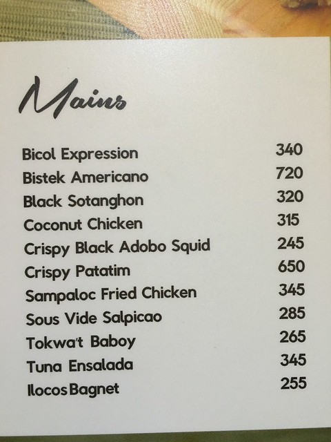 Indio main course menu