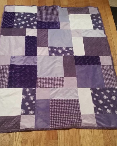 Purple minkee quilt is so soft and cozy. Love how it turned out.