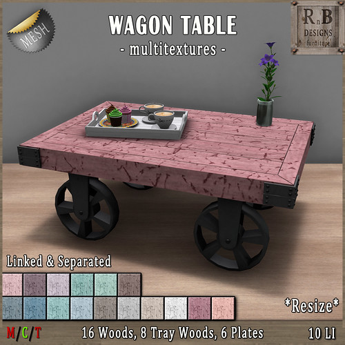 EXCLUSIVE NEW!!! *RnB* Wagon Table -Multitextures- 16 Shabby Grain Woods (copy)