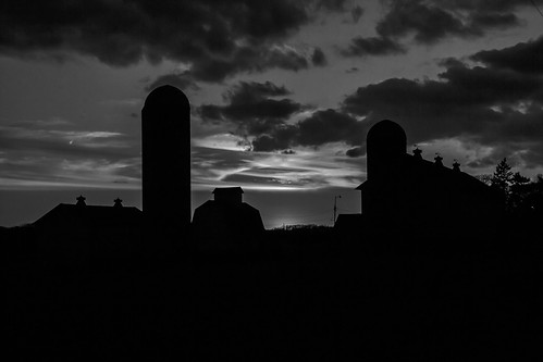 sunset blackandwhite bw silhouette wisconsin clouds barn rural evening countryside day farm farming barns silo silos agriculture wi farmstead