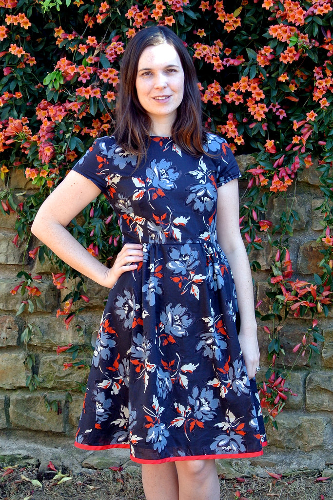 Navy Floral Dress and Thoughts on the Fit and Flare – Dixie DIY