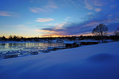 winter sunset sweden bönan