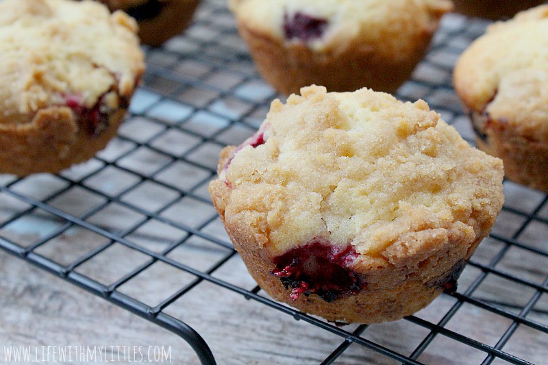 These moist, sweet, raspberry muffins have the most perfect, crunchy streusel topping. Bake some up for the one you love or just eat them all yourself!