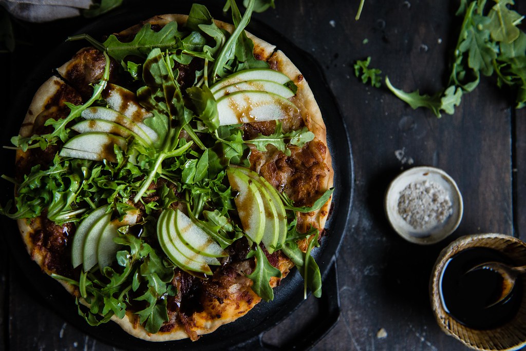 cracker-style thin crust pizza | two red bowls