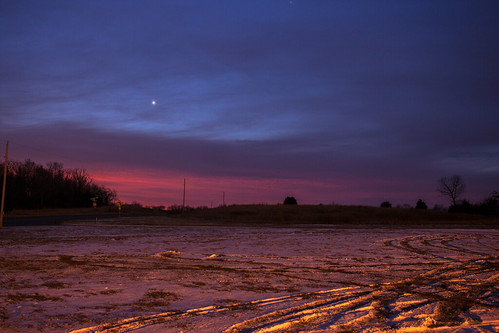 park blue winter snow sunrise venus tracks tire mo missouri springs planet fleming