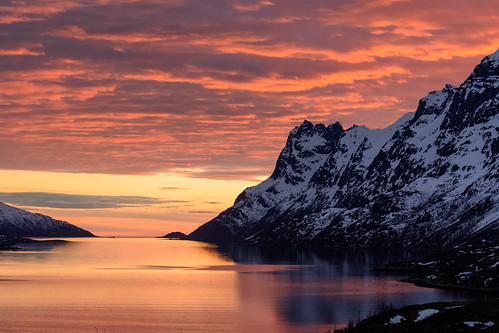 sunset norway norge solnedgang tromsø troms kvaløya ersfjorden