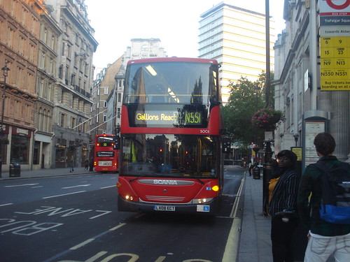 Docklands Buses SOC6 on Route N551, Trafalgar Square, 10/06/12