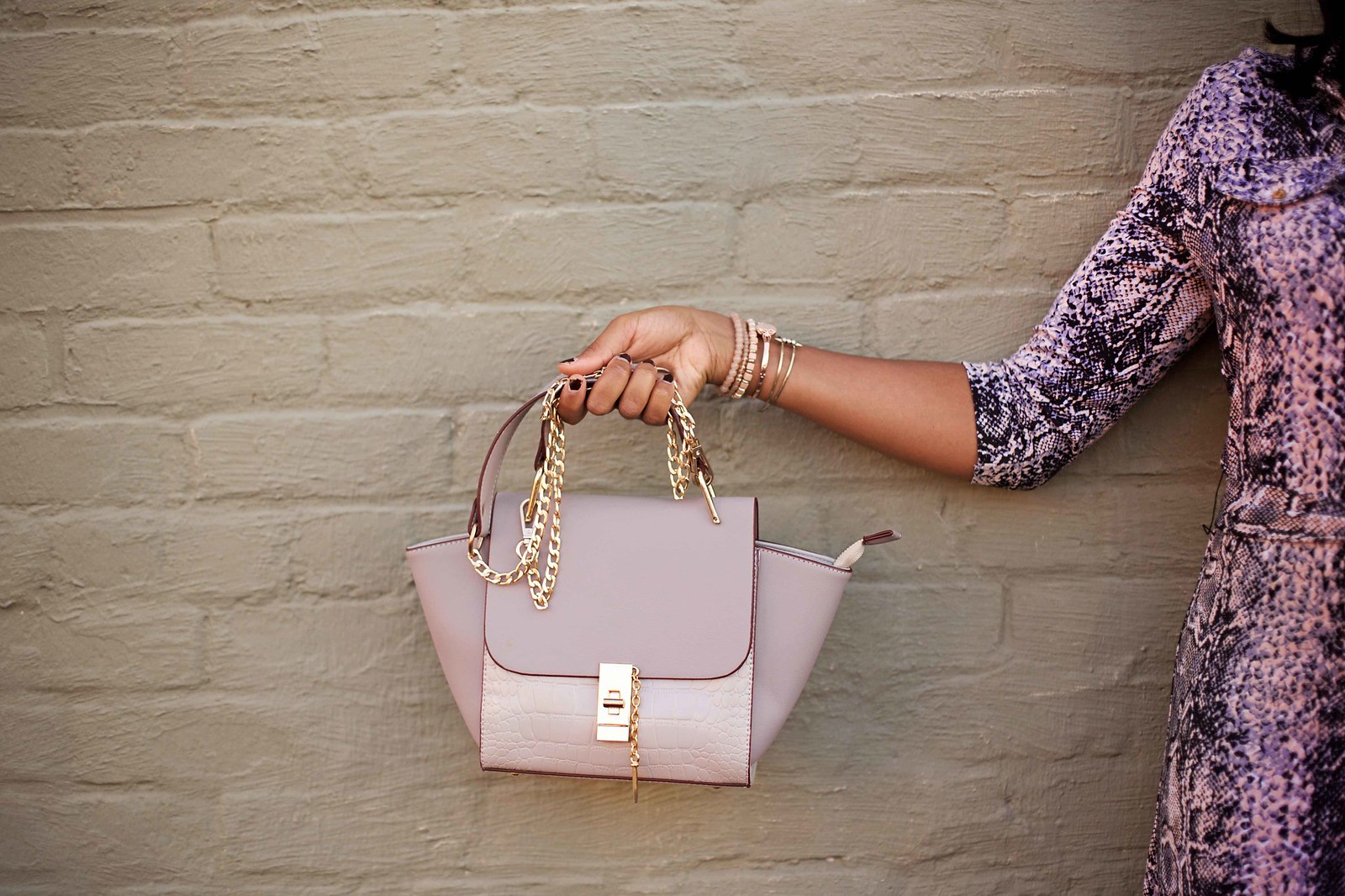 leather mauve handbag, louisiana fashion blogger