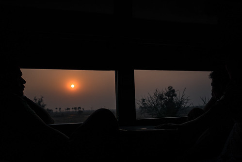 Sunset through the train's window