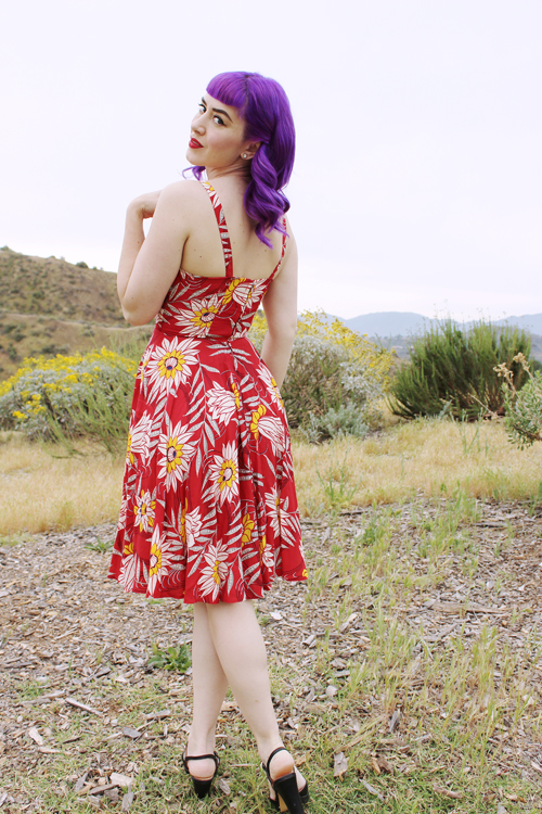 Trashy Diva L'Amour Dress in Red Waterlilies Print