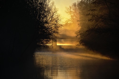 morning water river golden dust weir softlight